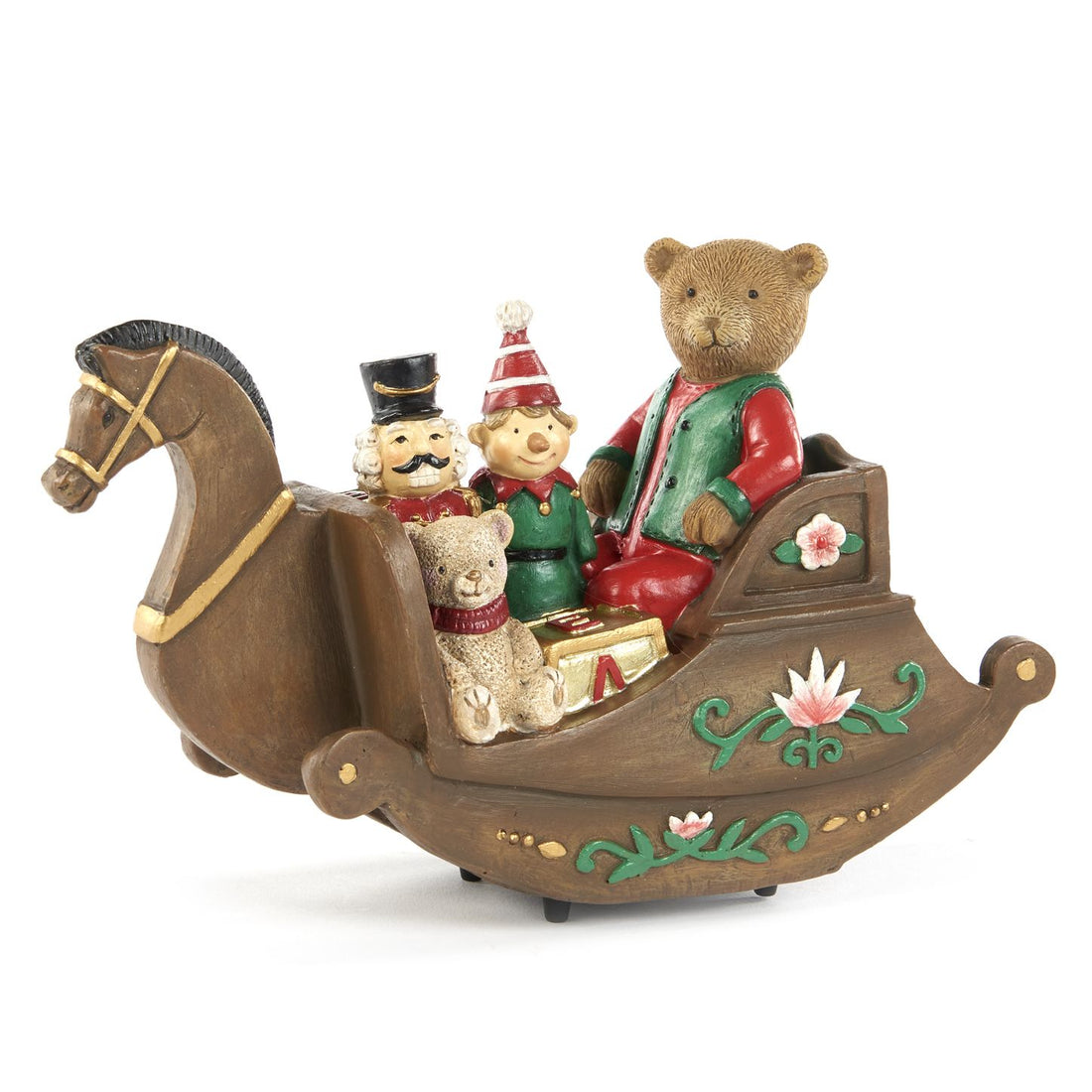 Slitta Cavallo A Dondolo Natalizia Goodwill Artigianale Pupazzo Scultura Altezza 23,5 cm D45446