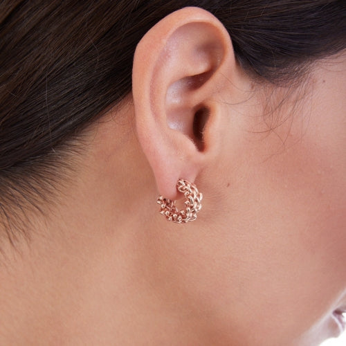 Orecchini Donna Unoaerre Argento Rosato Semicerchio Chicco Di Riso 540999