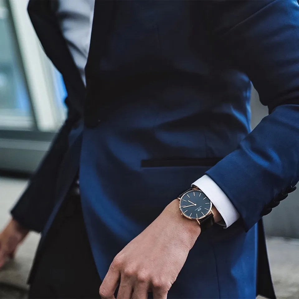 Orologio Uomo Daniel Wellington Quarzo Acciaio Rosè Pelle Nero 40 mm DW00100127