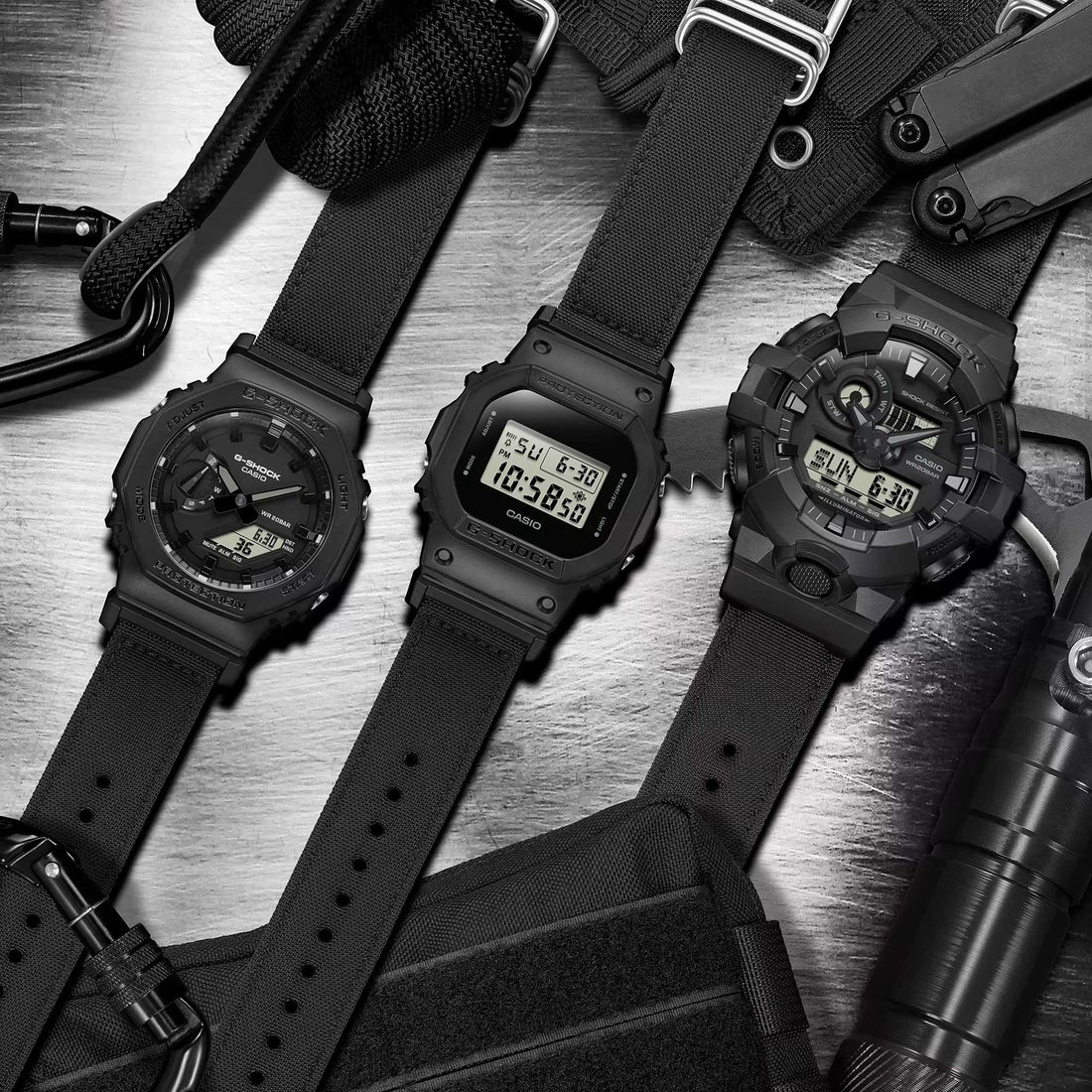Orologio Uomo Casio G-SHOCK Quarzo Nero Cinturino Stoffa GA-2100BCE-1AER