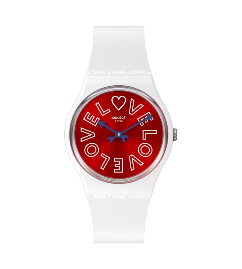 Orologio Donna Swatch Purest Love Quarzo Solo Tempo Bianco Rosso SO28W109
