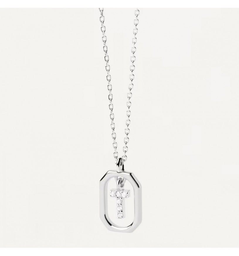 Collana Donna PDPaola Argento 925 Bianco Mini Iniziale T Zirconi CO02-531-U