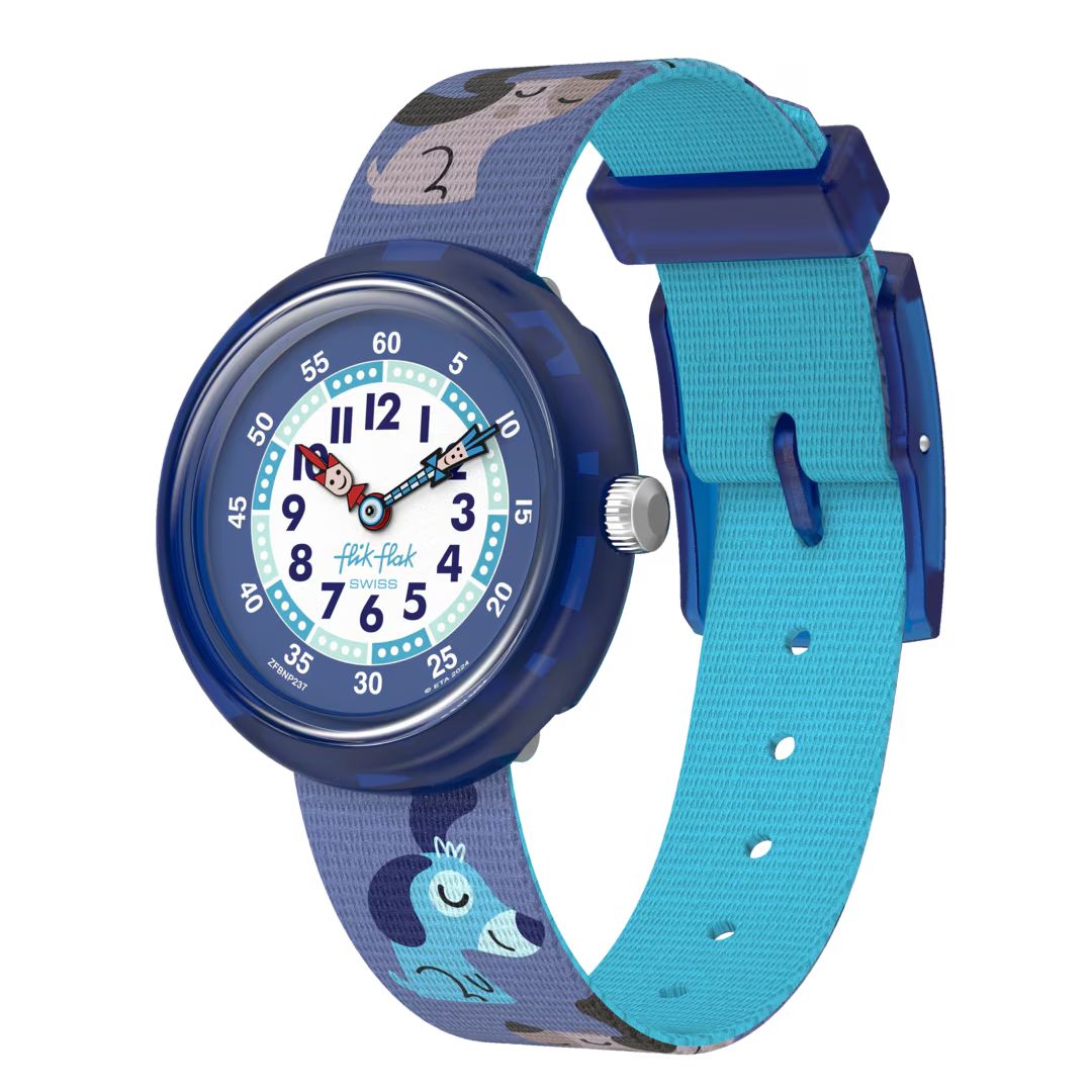 Orologio Bambino Swatch Flik Flak CUTIE PUPPY Cane Blu ZFBNP237