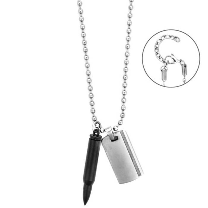 Collana Uomo 4US Cesare Paciotti Acciaio Proiettile Targhetta Personalizzabile 4UCL8663