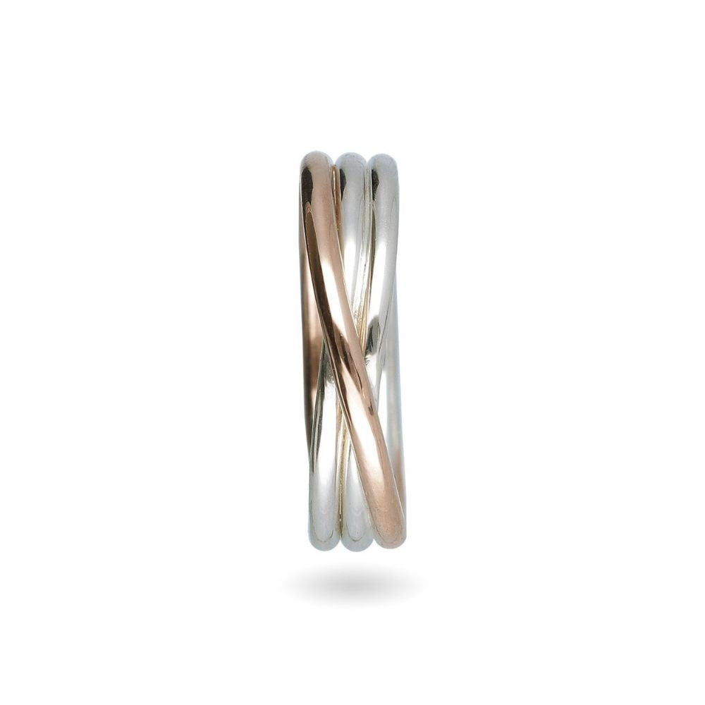 Anello 3 Fili Oro Rosa 9 KT Argento Donna Filo della Vita AN8AR mis 14