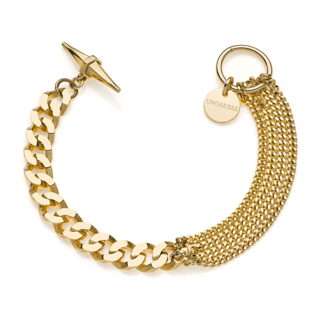 Bracciale Donna Unoaerre Bronzo Dorato Catena Groumette Mix Misure 540218