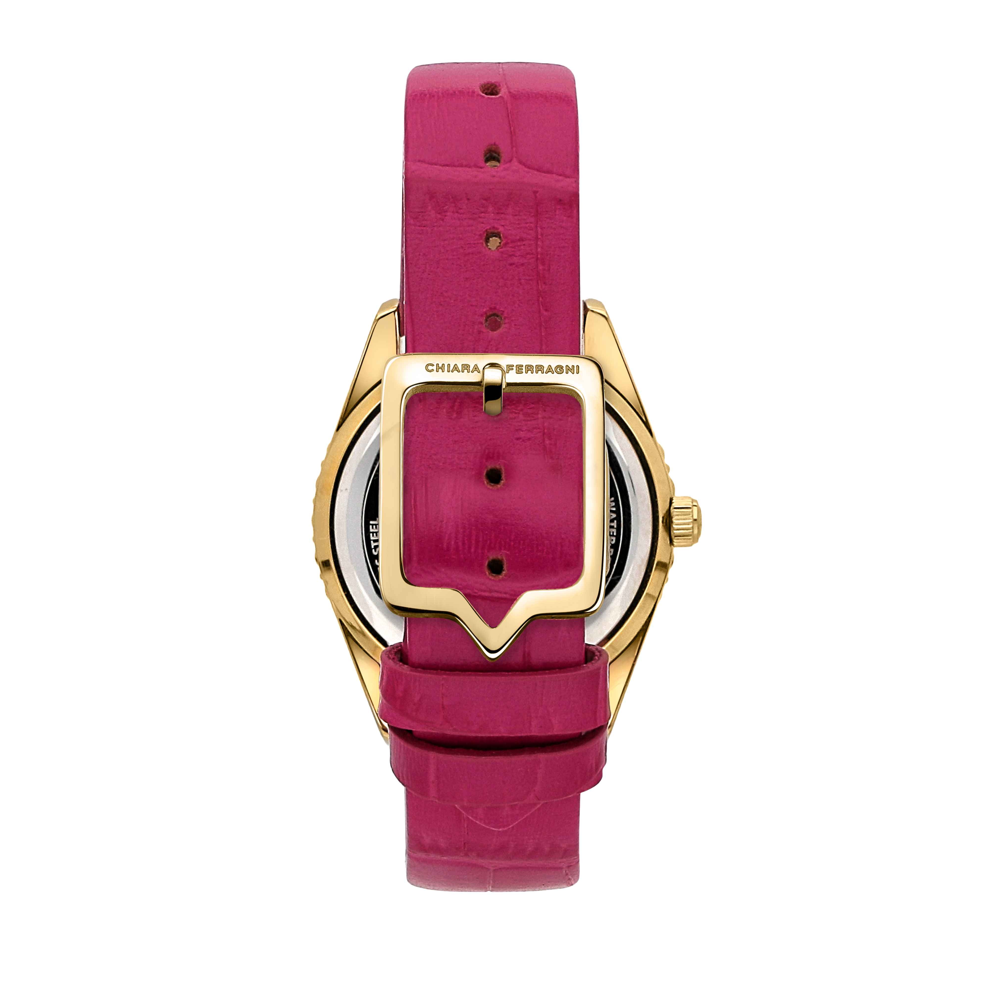 Orologio Donna Chiara Ferragni Quarzo Solo tempo Acciaio Dorato Zirconi Rosa