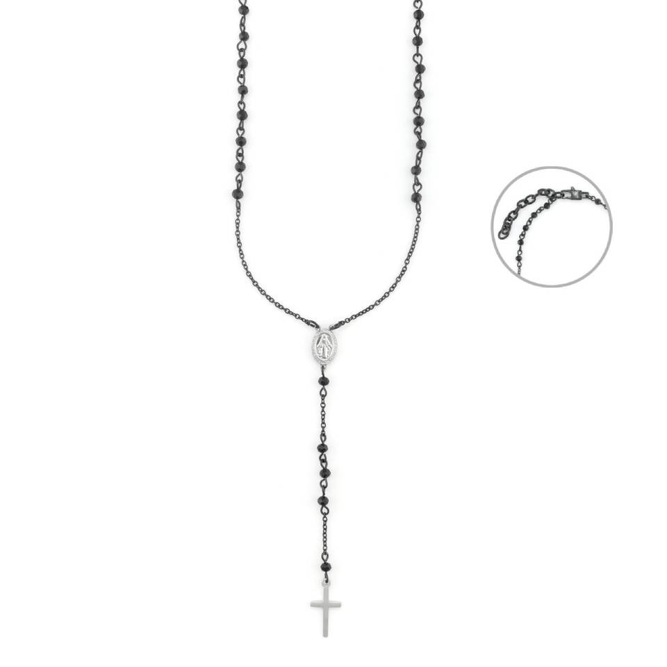 Collana 4US Cesare Paciotti Rosario Y Croce Acciaio Nero 4UCL7354