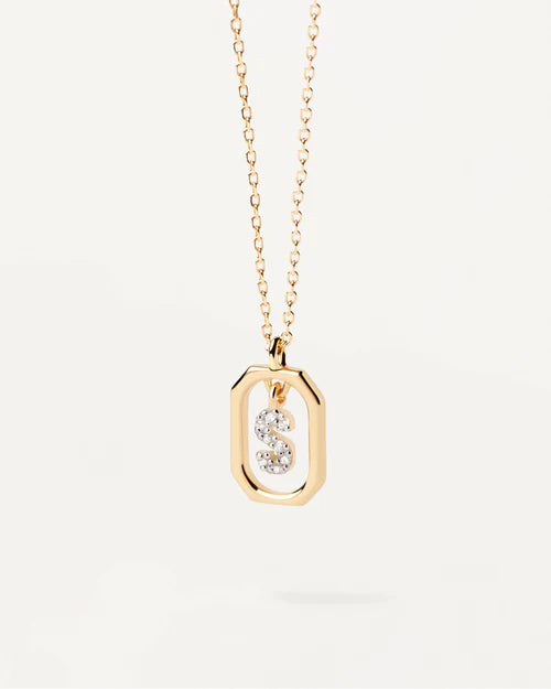 Collana Donna PDPaola Argento 925 Dorato Mini Iniziale S Zirconi CO01-530-U