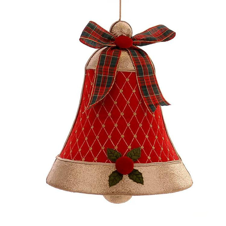 Campana Natalizia Vetur 30 cm Velluto Rosso Oro 16694
