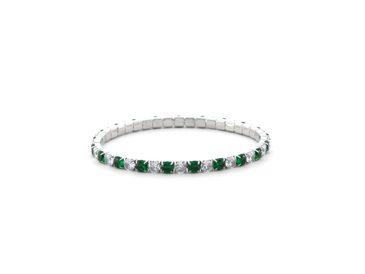 Bracciale Donna 4US Cesare Paciotti Tennis Acciaio Zirconi Verdi e Bianchi a molla 4UBR6671W