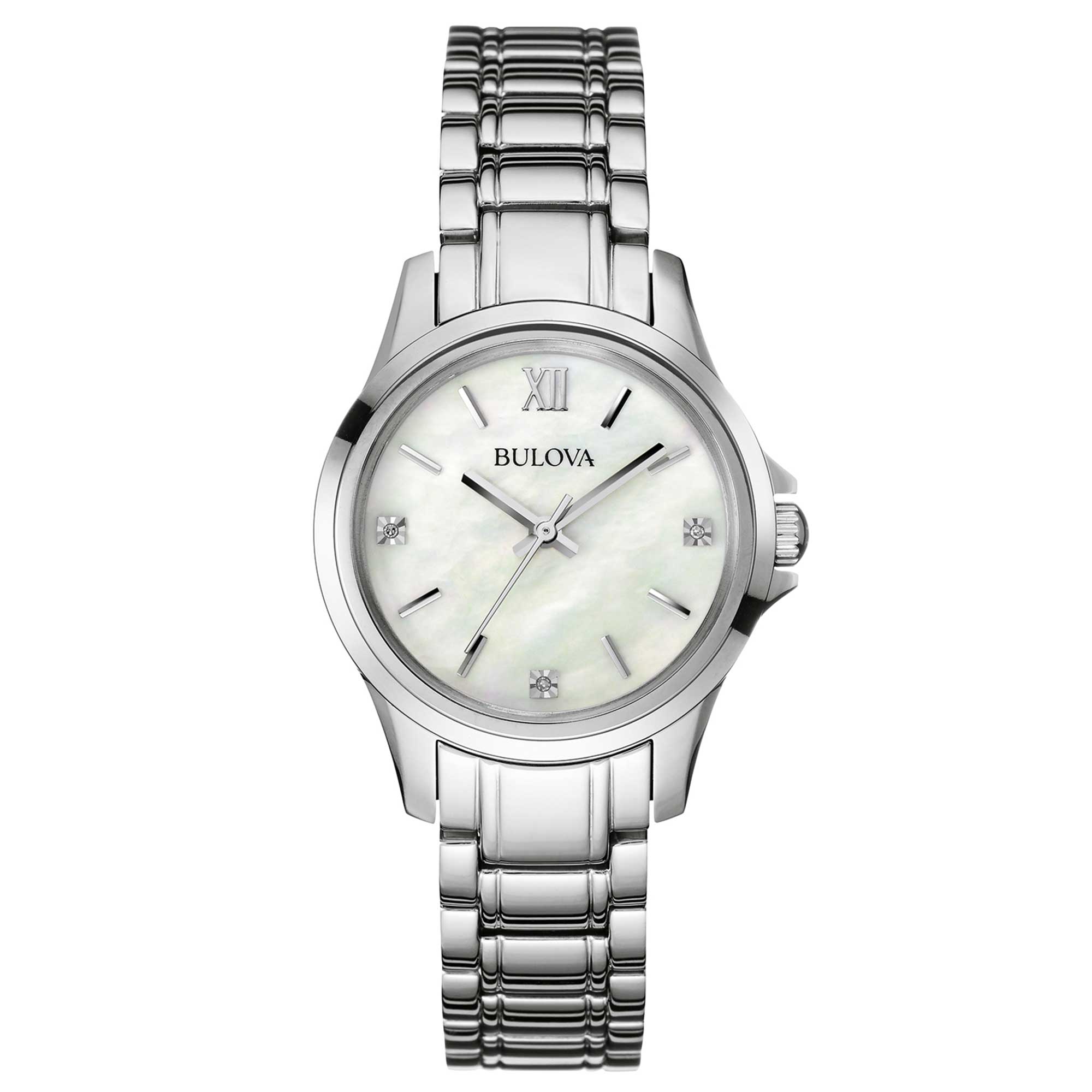 Orologio Donna Bulova Quarzo Solo Tempo Classic Acciaio Madreperla Diamanti 96P152