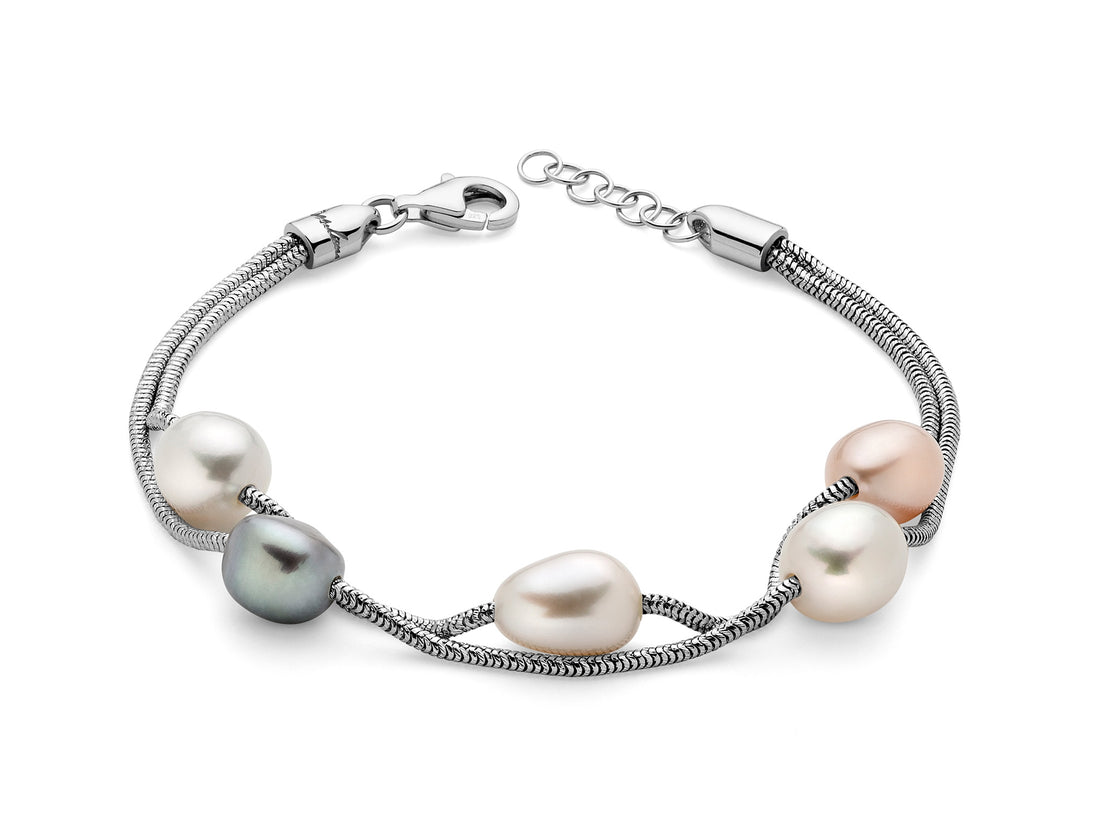 Bracciale Donna Miluna Argento 925 Perle Bianco Collezione Miss Italia PBR3027
