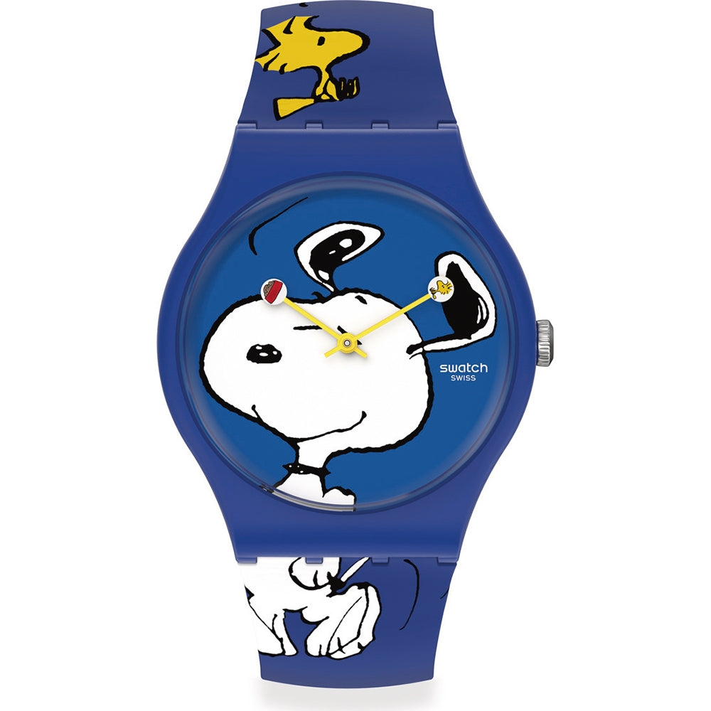 Orologio Uomo Swatch Solo Tempo Nero Snoopy SO29Z106