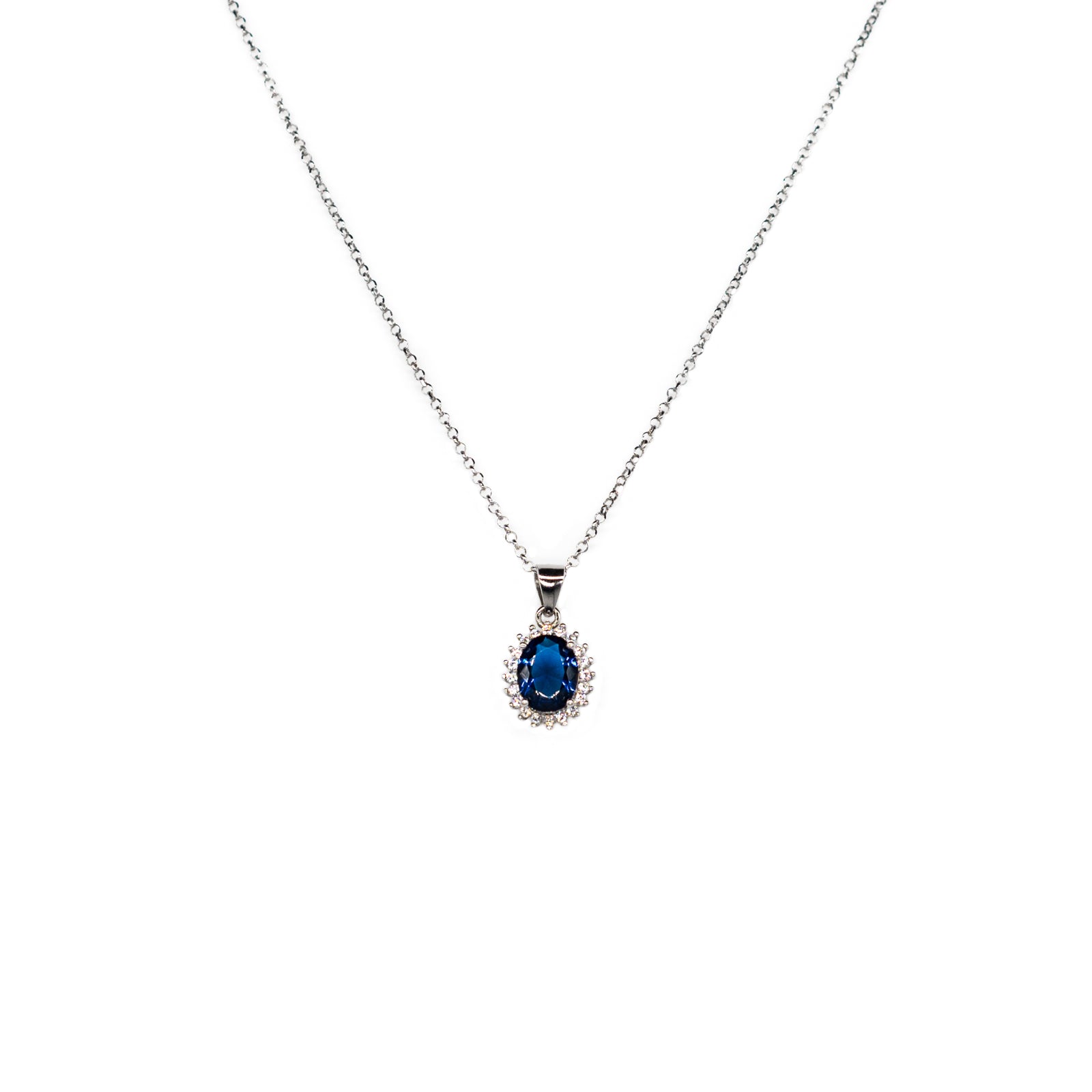Collana Donna Re Mida Argento 925 Con Zirconi Bianchi E Cestino Blu C031