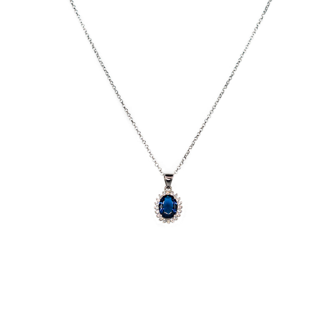 Collana Donna Re Mida Argento 925 Con Zirconi Bianchi E Cestino Blu C031