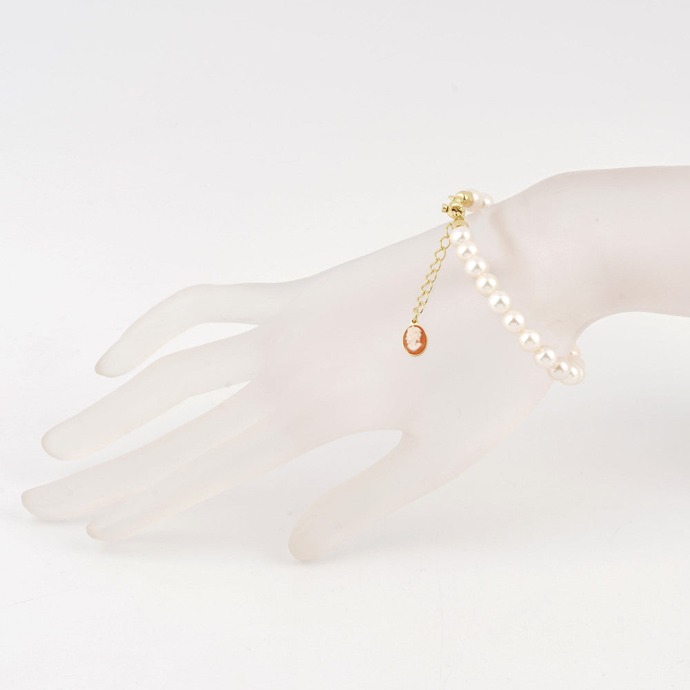 Bracciale Donna Cameo Italiano Argento Dorato 925 Dea Perle BP6575-G