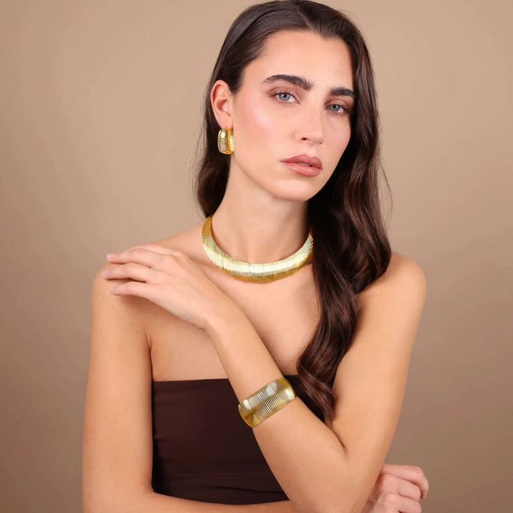 Bracciale Donna Etrusca Graduato Texture Rigata Oro Giallo 18kt WSET00858.YG