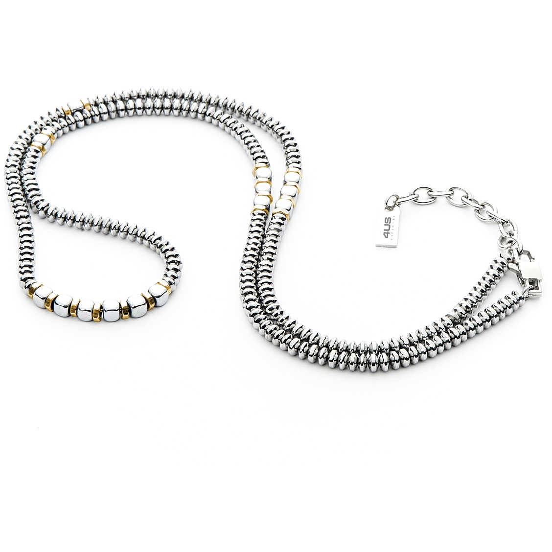 Collana Uomo 4US Cesare Paciotti Lunga Acciaio Lucido Dorato Rondelle 4UCL4948