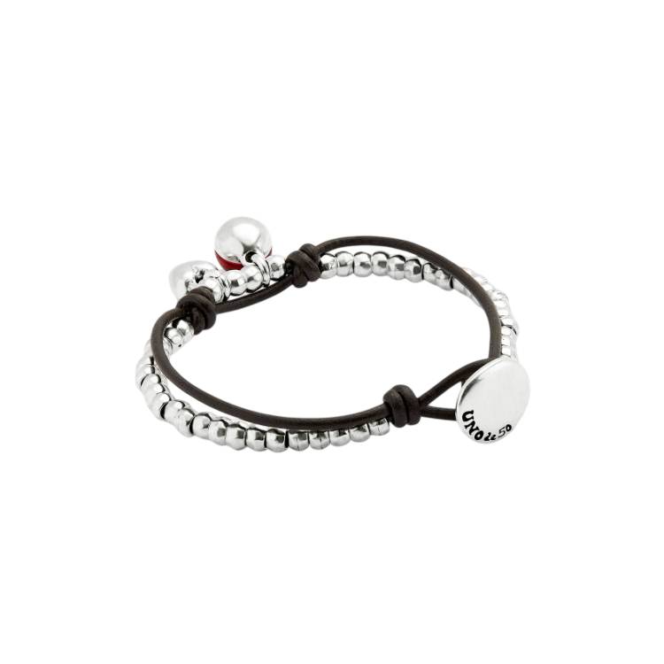 Bracciale Donna Uno De 50 Sfere Placcato Argento Cristallo Murano Rosso Cuore PUL2527ROJMTL0M