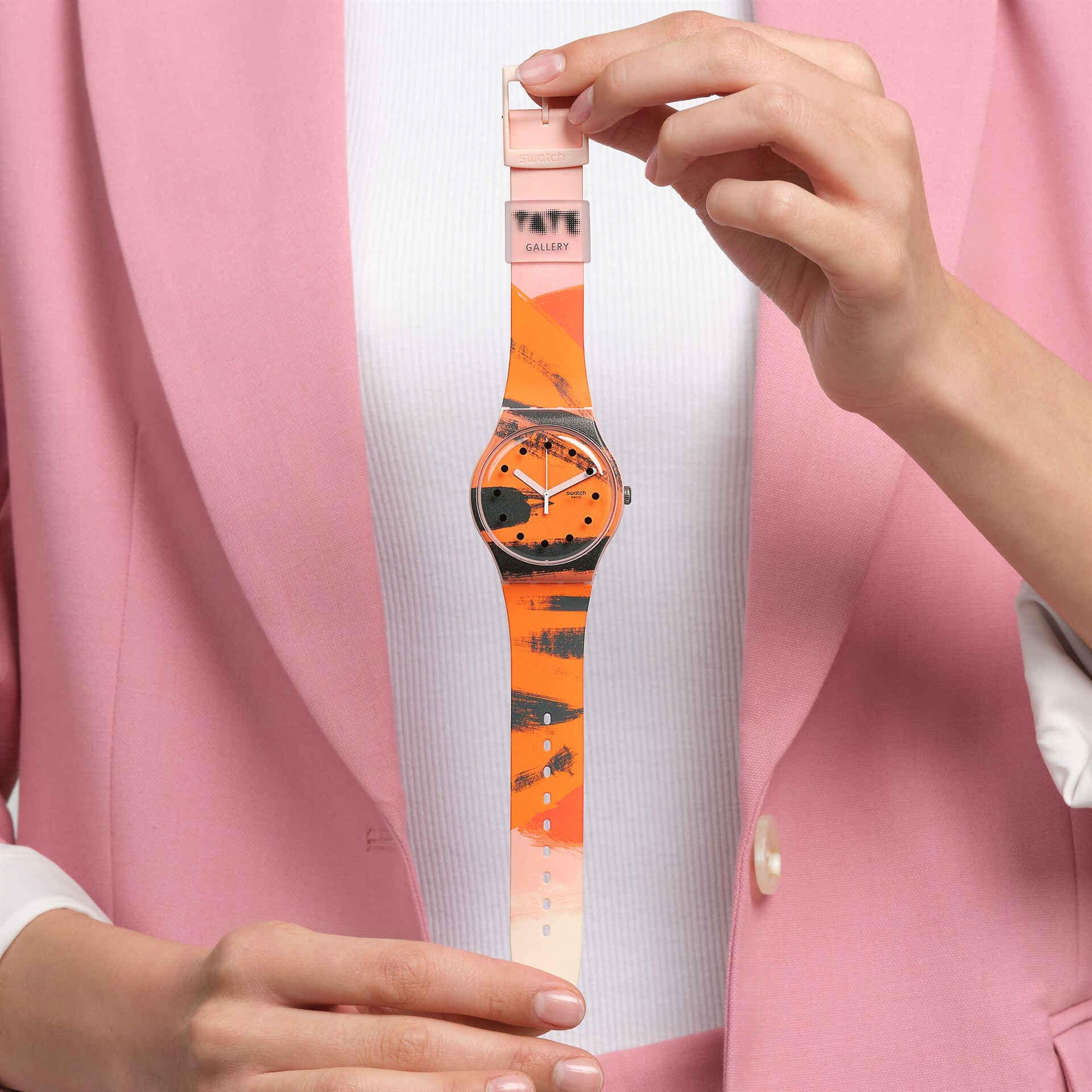 Orologio Unisex Swatch Barns-Graham's Orange And Red On Pink SUOZ362