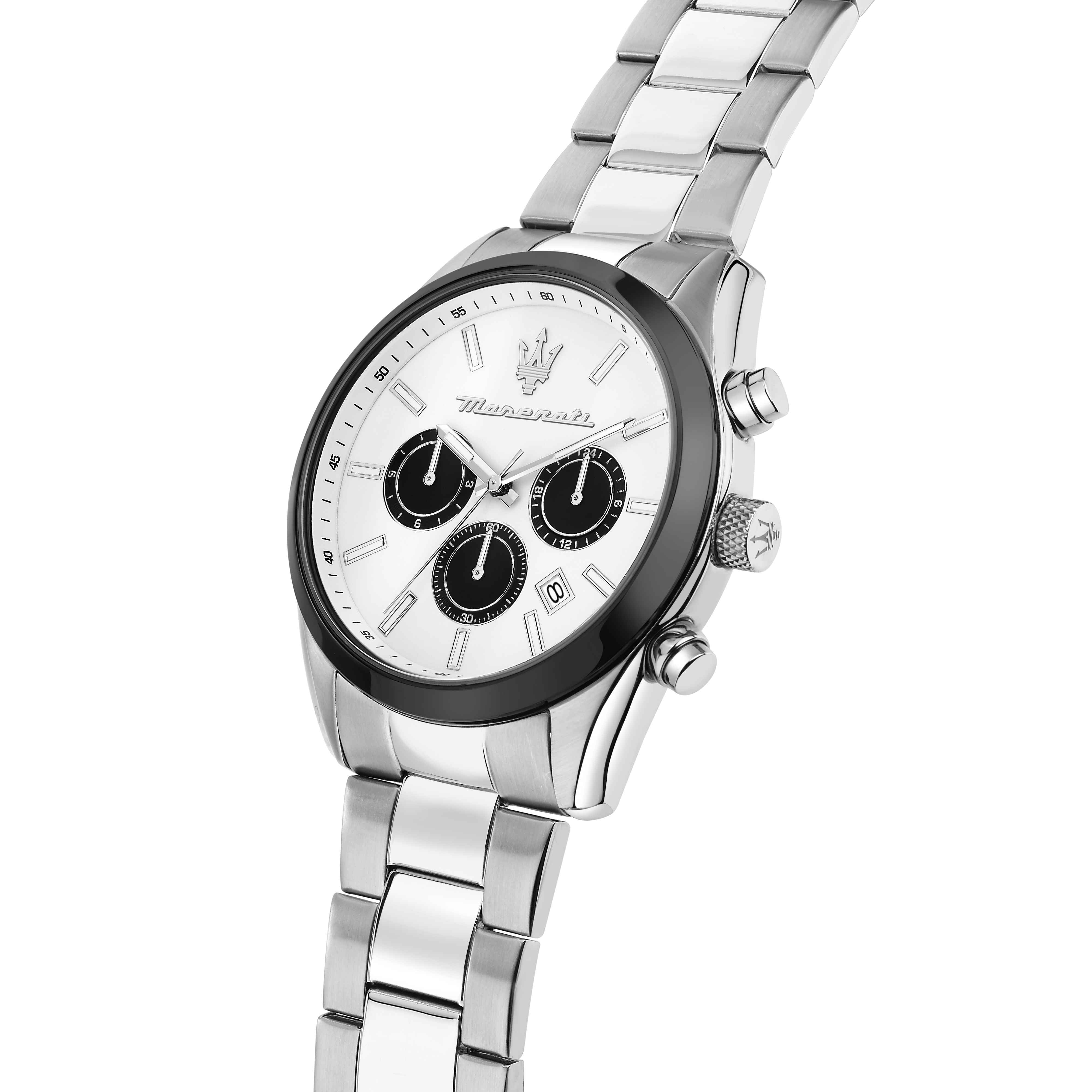 Orologio Uomo Maserati Acciaio Lucido Quarzo Cronografo Bianco Data R8853151004