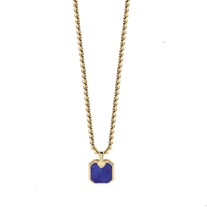 Collana Uomo Liu Jo Acciaio Dorato Pietra Blu Cobalto MLJ416