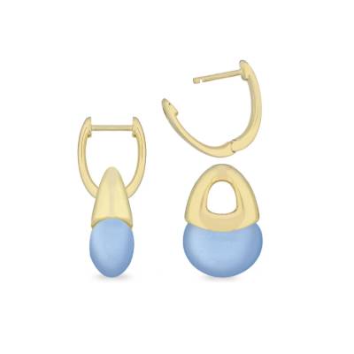 Orecchini Donna Sogni Argento Dorato Quarzo Chacedony Blu OR122GBL