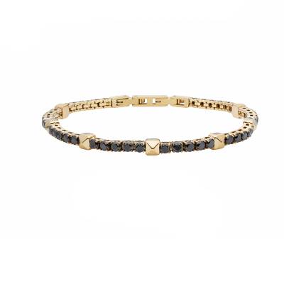 Bracciale Uomo Liu Jo Tennis Zirconi Neri 3 MM Acciaio Gold MLJ660