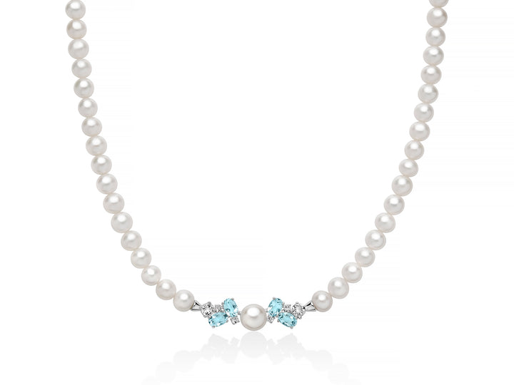 Collana Donna Miluna Perle Argento 925 Topazi Azzurri Bianchi PCL6922
