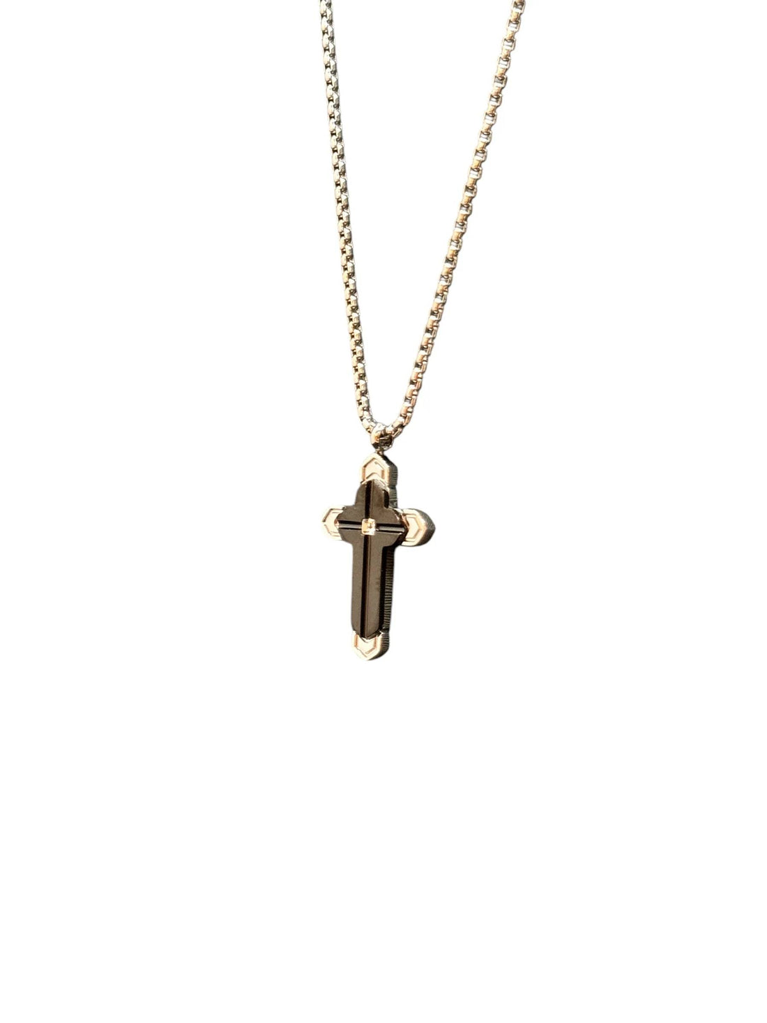 Collana Uomo Zancan Acciaio Croce Zirconi Bianchi EHC213