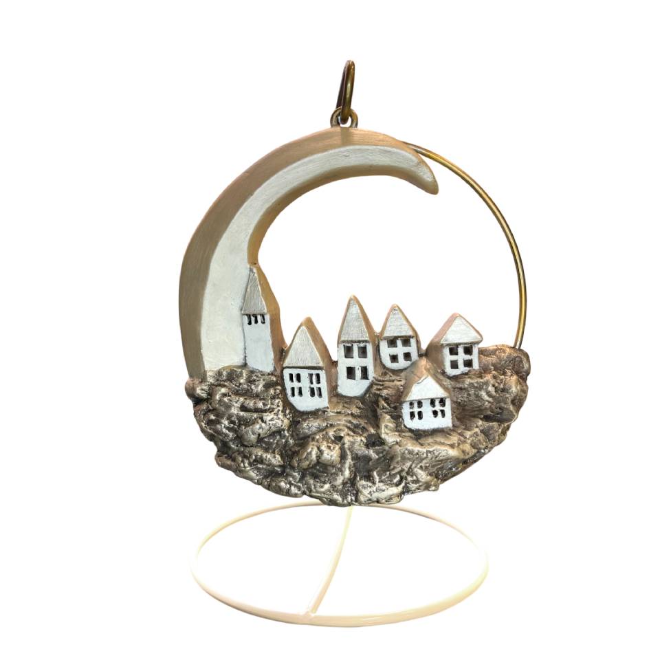 Decorazione Luna Con Paesaggio Ceramex Oro 3039.33