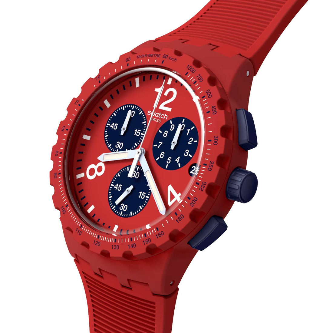 Orologio Unisex Swatch Primarly Red Blu Quarzo Cronografo Data SUSR407