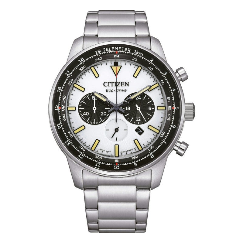 Orologio Uomo Citizen Eco-Drive Cronografo Acciaio Nero Bianco CA4500-91A