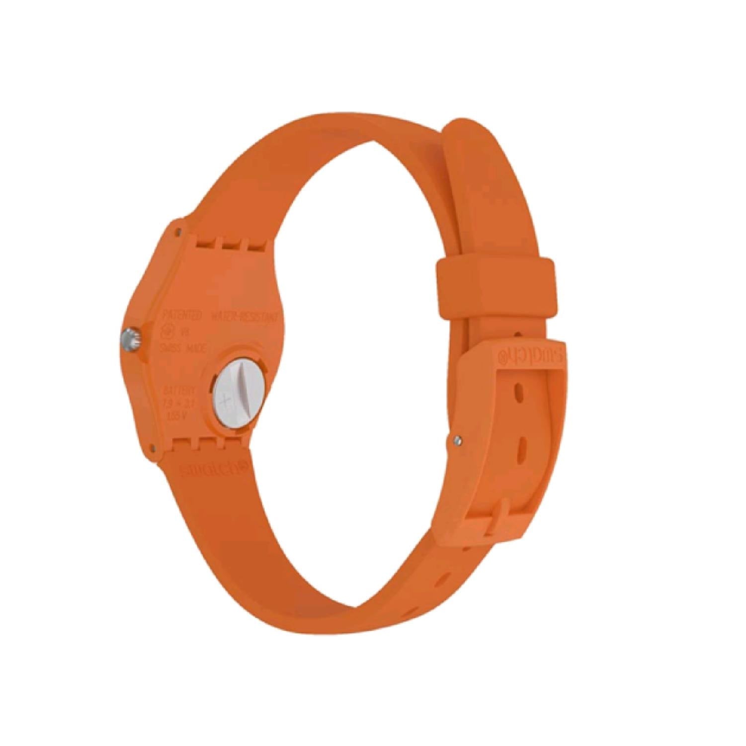 Orologio Uomo Bambino Gomma Resina Swatch Quarzo Solo Tempo Arancione LO114