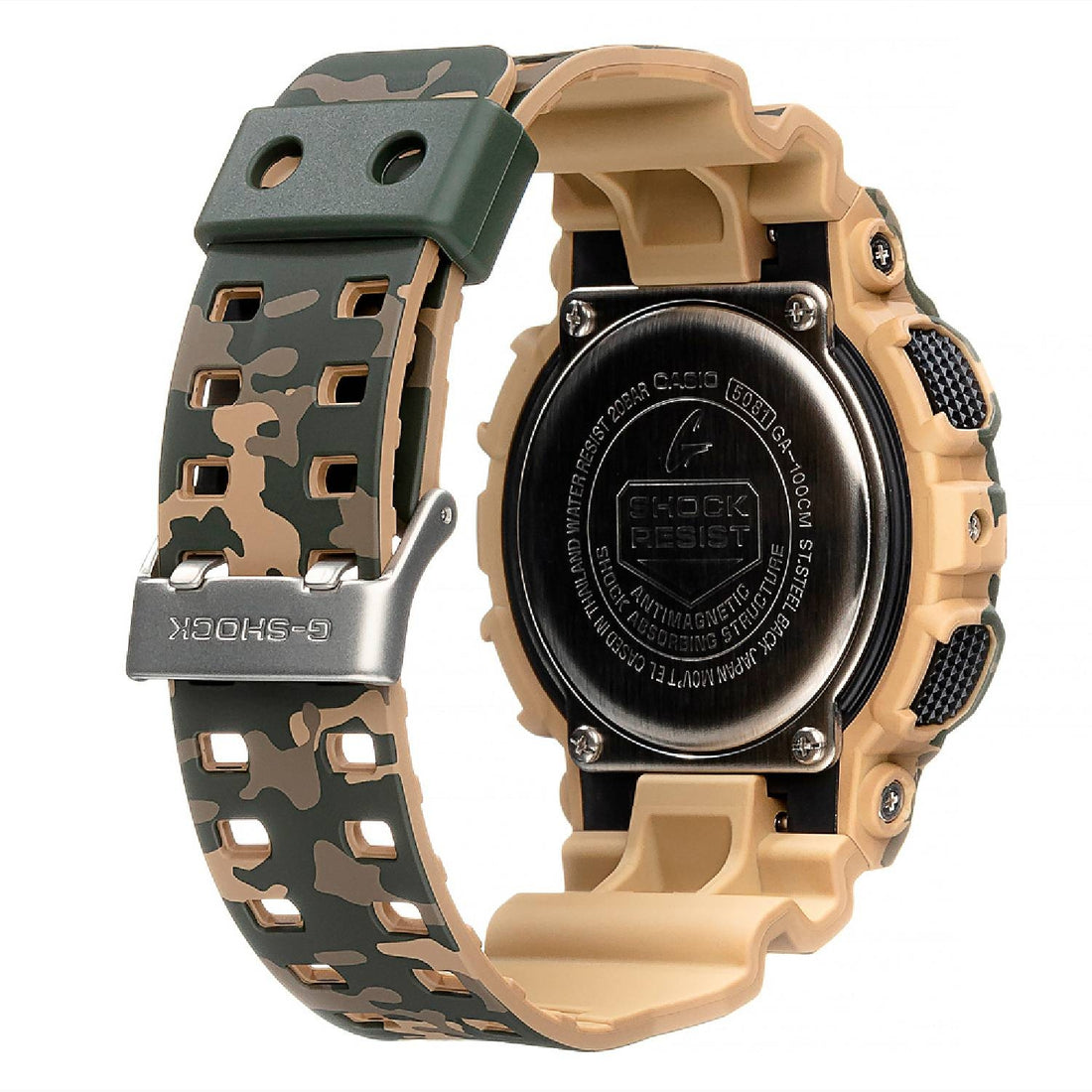 Orologio Uomo Gomma Casio Quarz GSHOCK GA-100CM-5AER Digital Analogic Camouflage