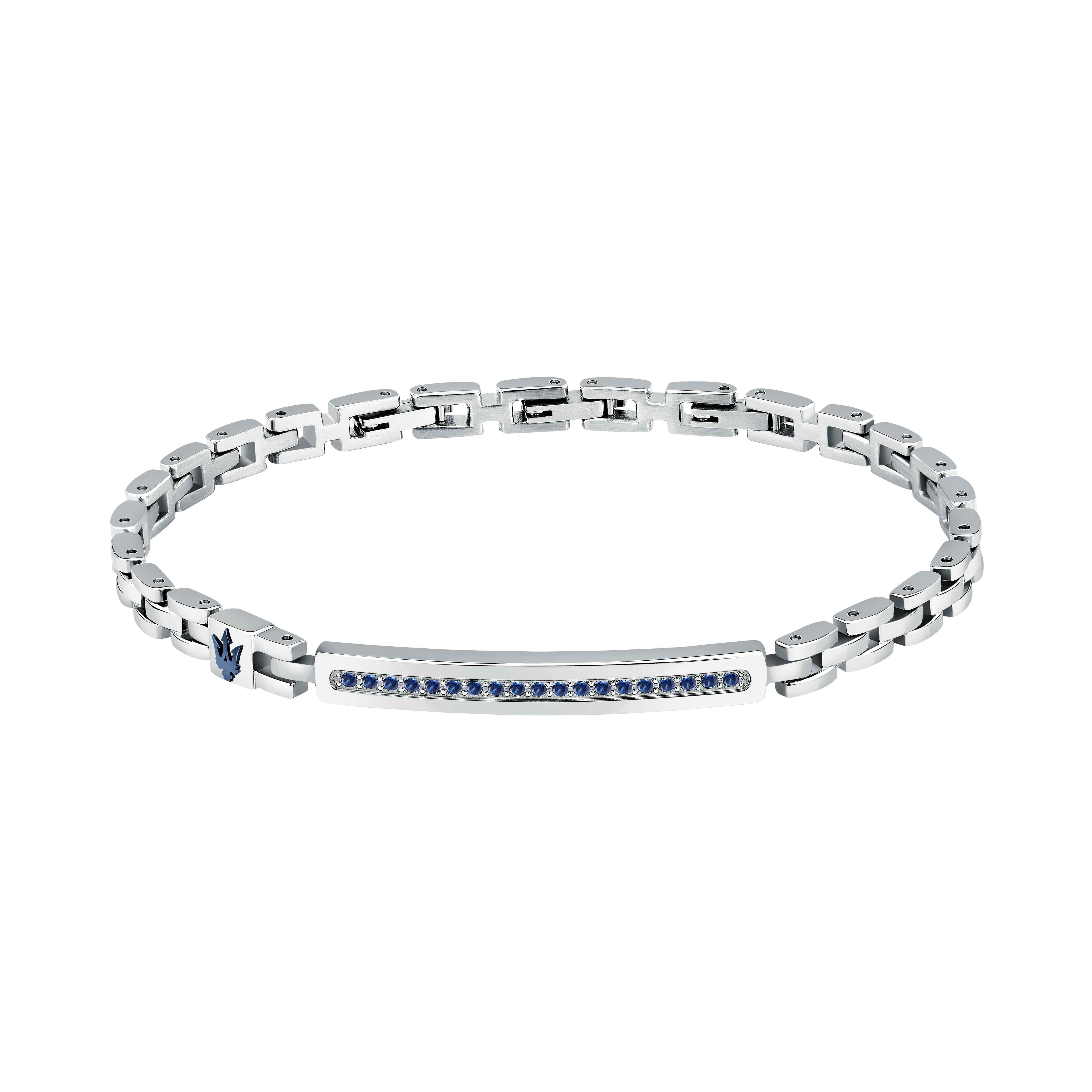 Bracciale Uomo Maserati Acciaio Lucido Zirconi Blu Tridente JM424AVD61
