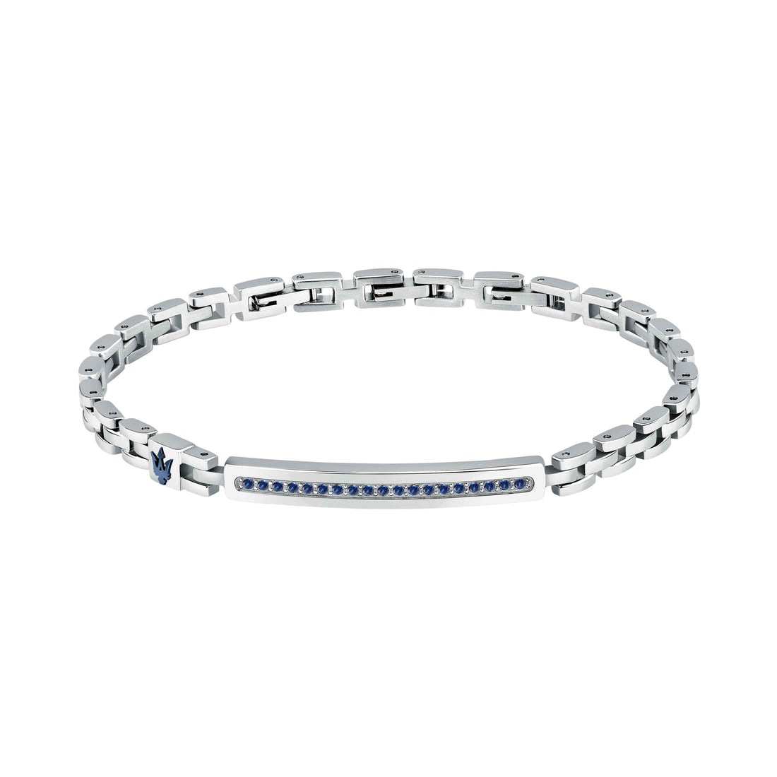 Bracciale Uomo Maserati Acciaio Lucido Zirconi Blu Tridente JM424AVD61