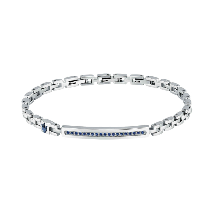 Bracciale Uomo Maserati Acciaio Lucido Zirconi Blu Tridente JM424AVD61