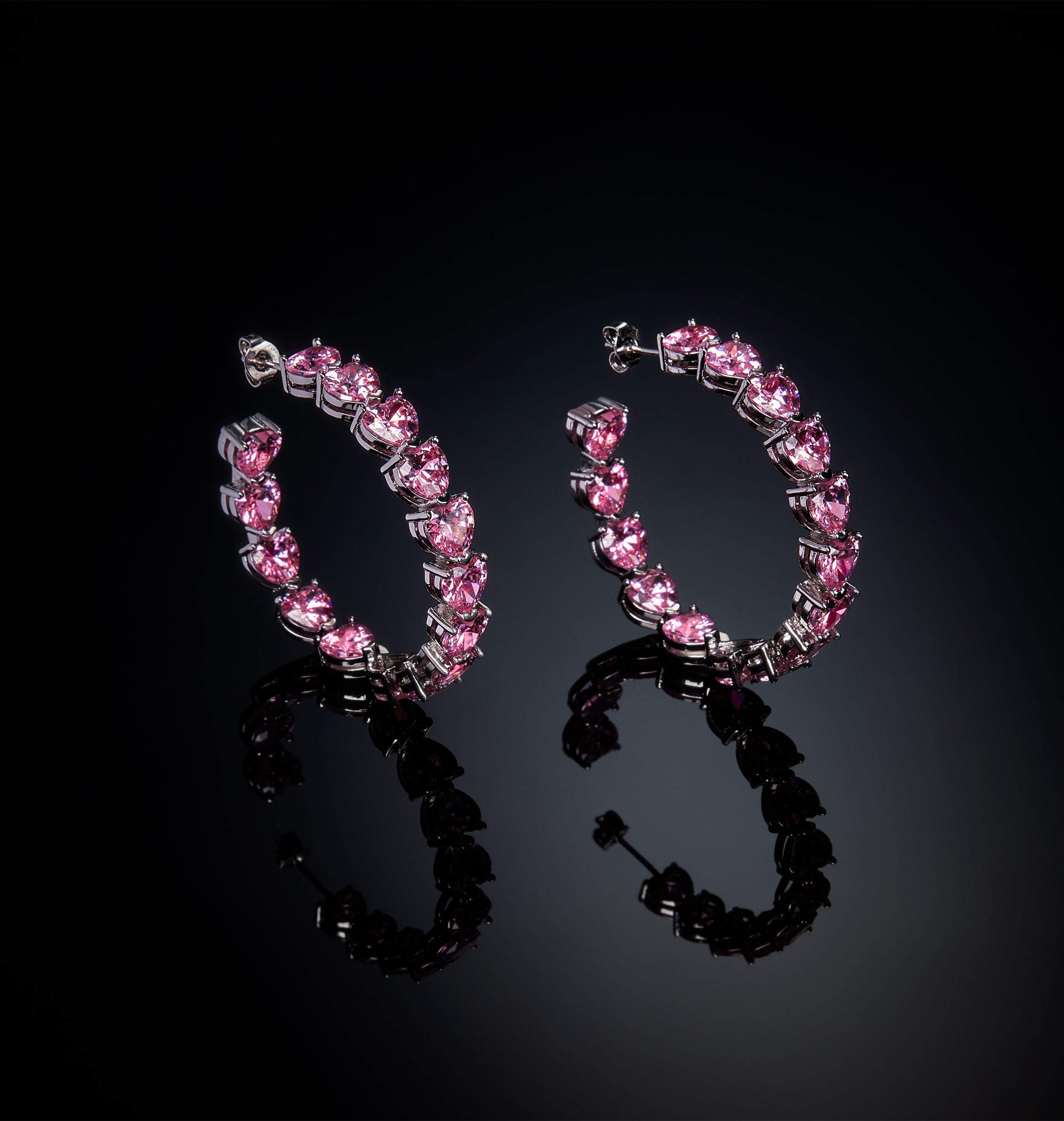 Orecchini Donna Chiara Ferragni Acciaio Zircone Rosa a forma di cuore