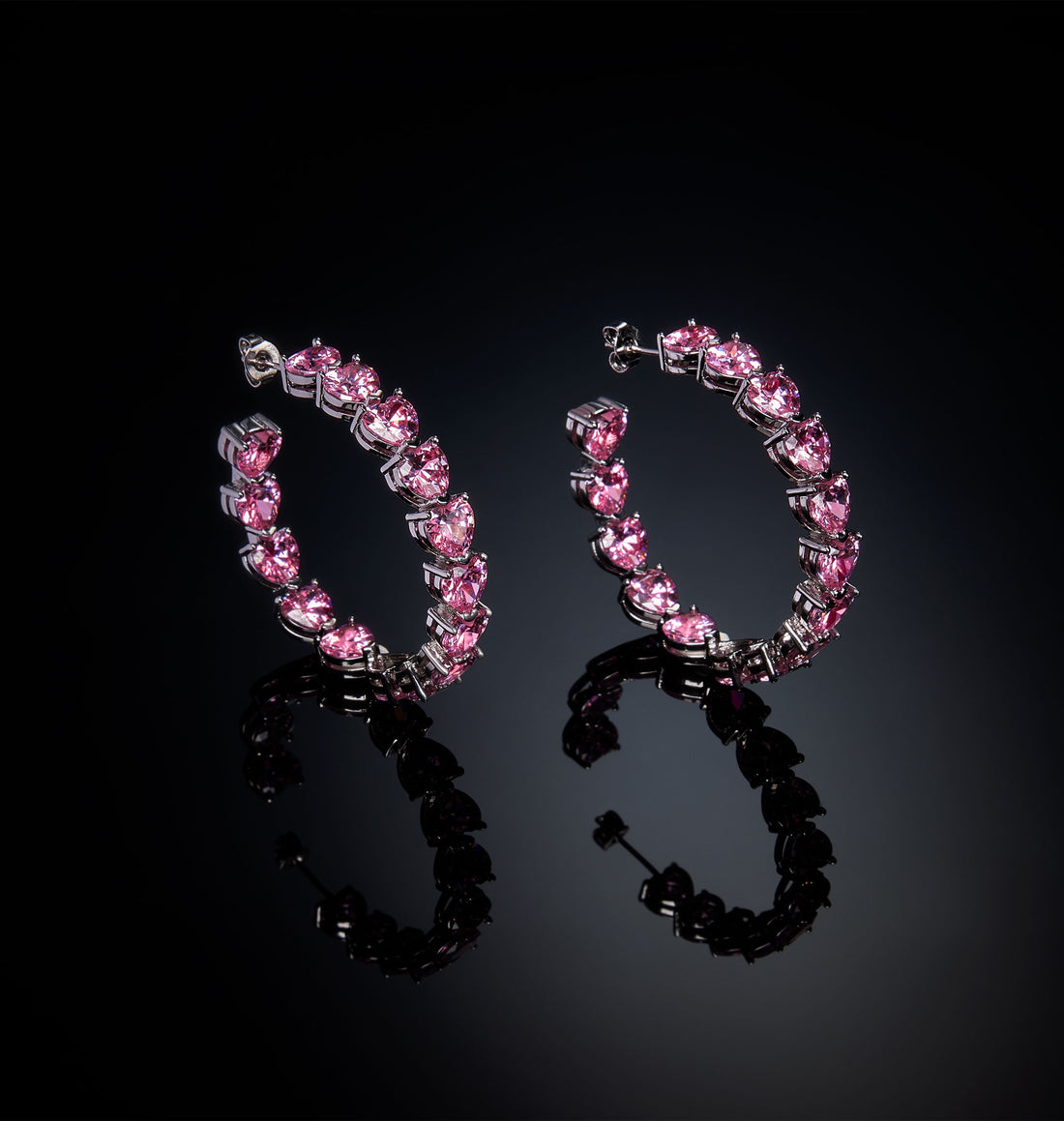 Orecchini Donna Chiara Ferragni Acciaio Zircone Rosa a forma di cuore