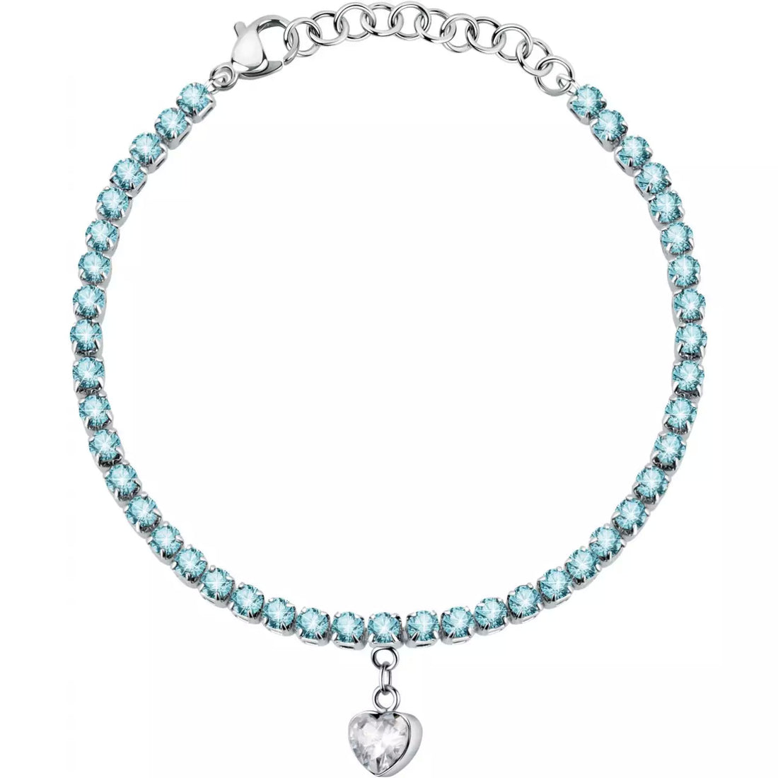 Bracciale Donna La Petite Story Acciaio Con Zirconi Turchesi E Charm Cuore LPS05ASD30