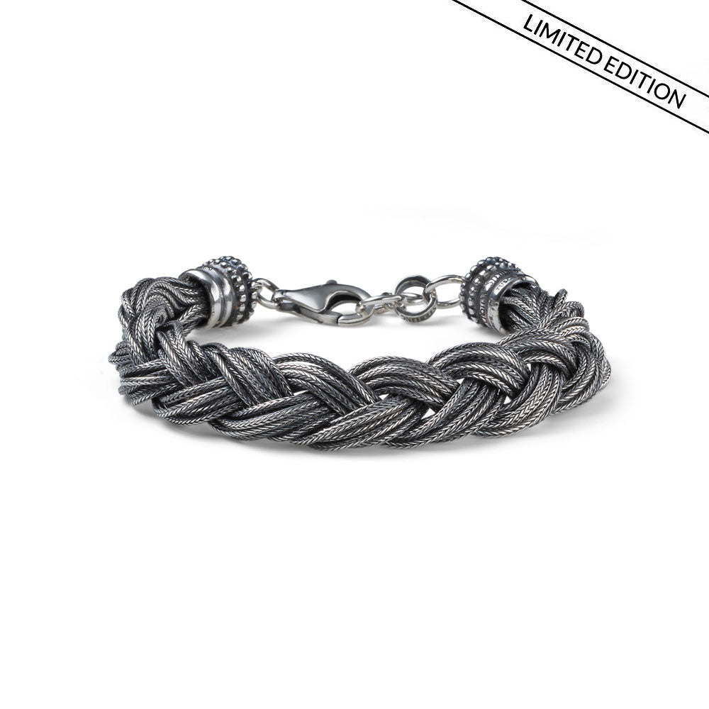 Bracciale Uomo Maria Cristina Sterling Argento 925 Groumette Grande Brunita G4501