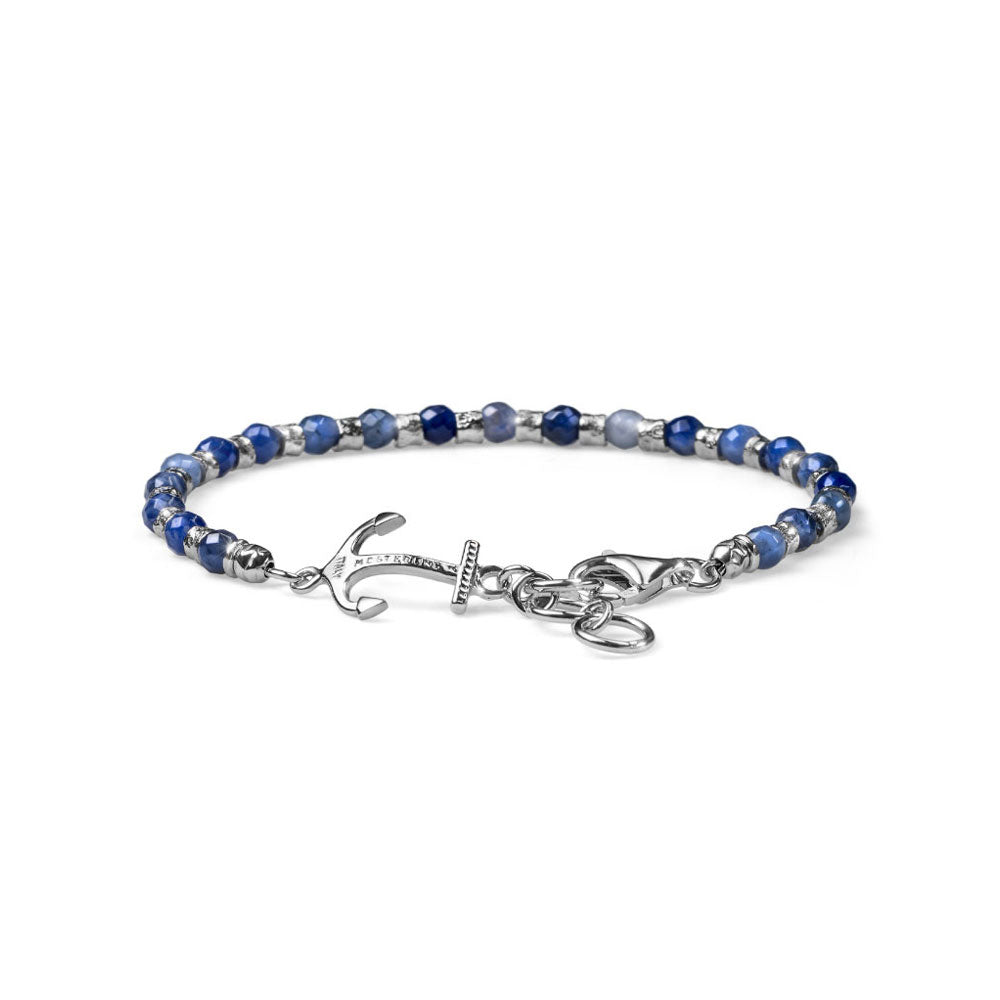 Bracciale Uomo Maria Cristina Sterling Argento 925 Pietra Ancora Blu Cobalto G2885