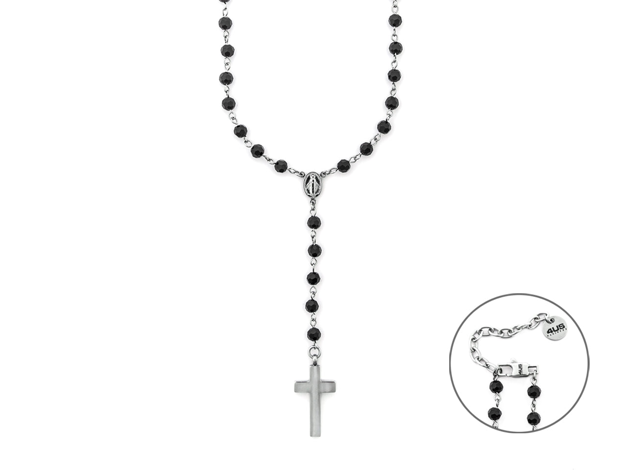 Collana Uomo 4US Cesare Paciotti Rosario Acciaio nero 4UCL7509