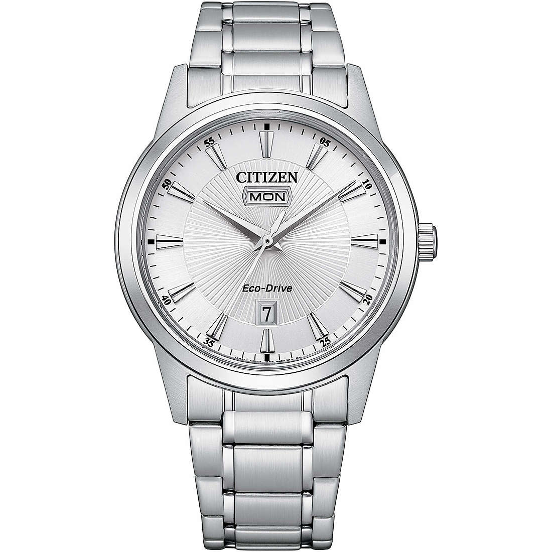 Orologio Uomo Citizen Eco-Drive Acciaio Quarzo Doppia Data Argentè AW0100-86A