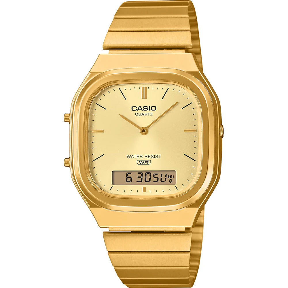 Orologio Unisex Casio Vintage Acciaio Quarzo Ana-Digi AQ-240EG-9AEF