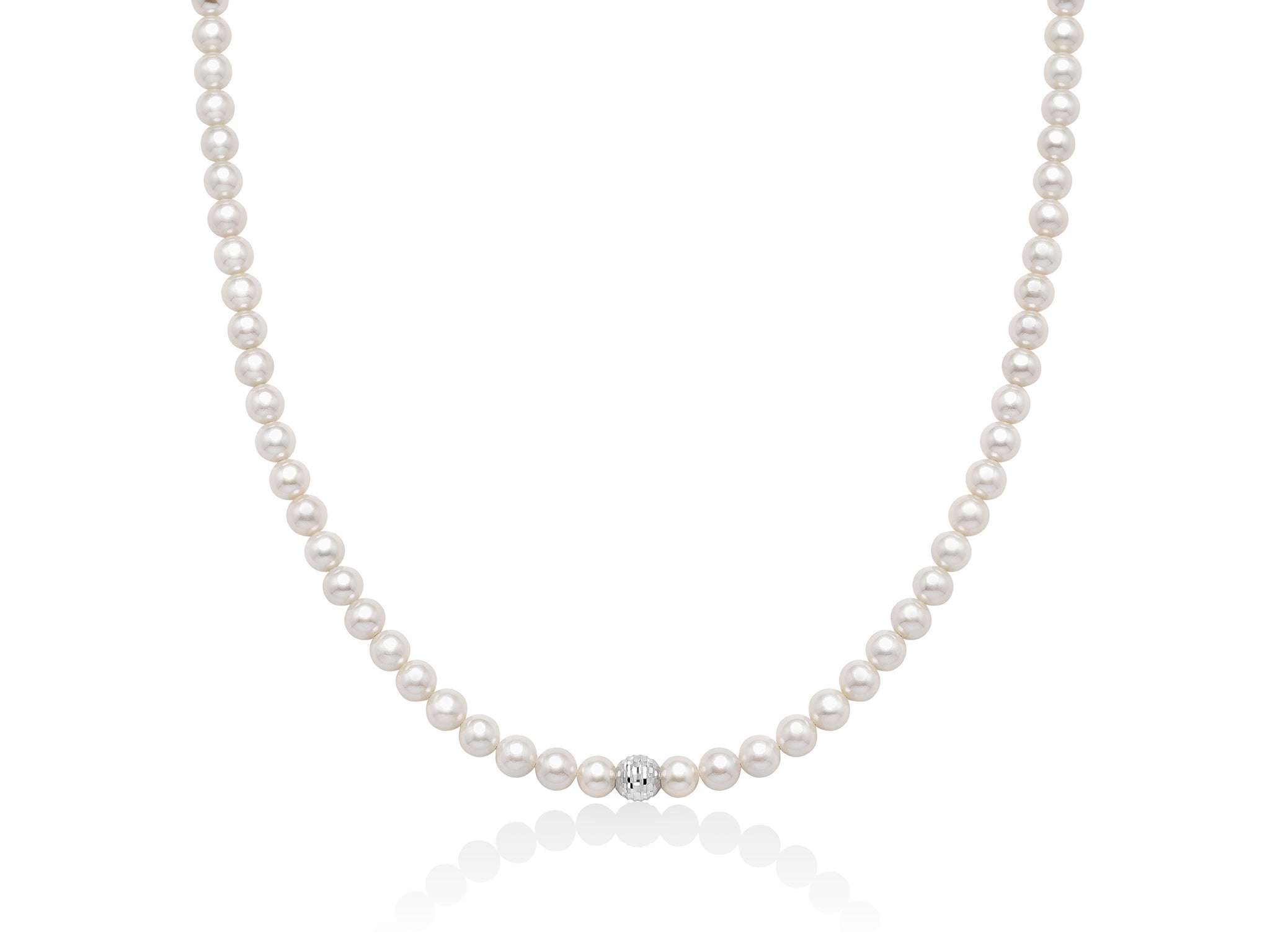 Collana Girocollo Perle Miluna Chiusura In Oro Bianco 375 e sfera  centrale sfaccettata PCL6625BX