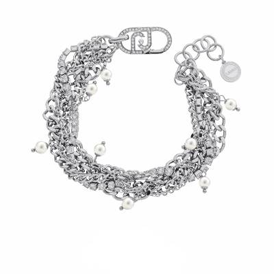 Bracciale Donna Liu Jo Acciaio Gold Multifilo Perle Zirconi LJ3075