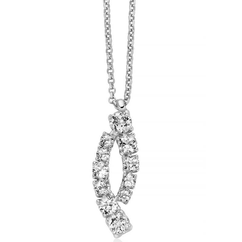 Collana Donna Miluna Argento 925 Giochi Di Luce Topazi Bianchi CLD5513
